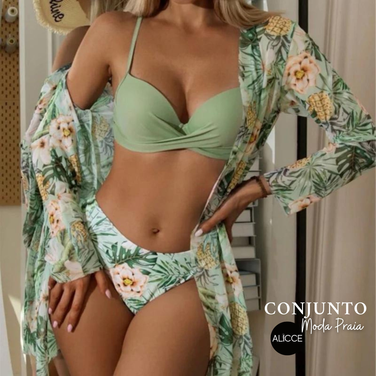 Conjunto Moda Praia Biquíni + Saída Grátis